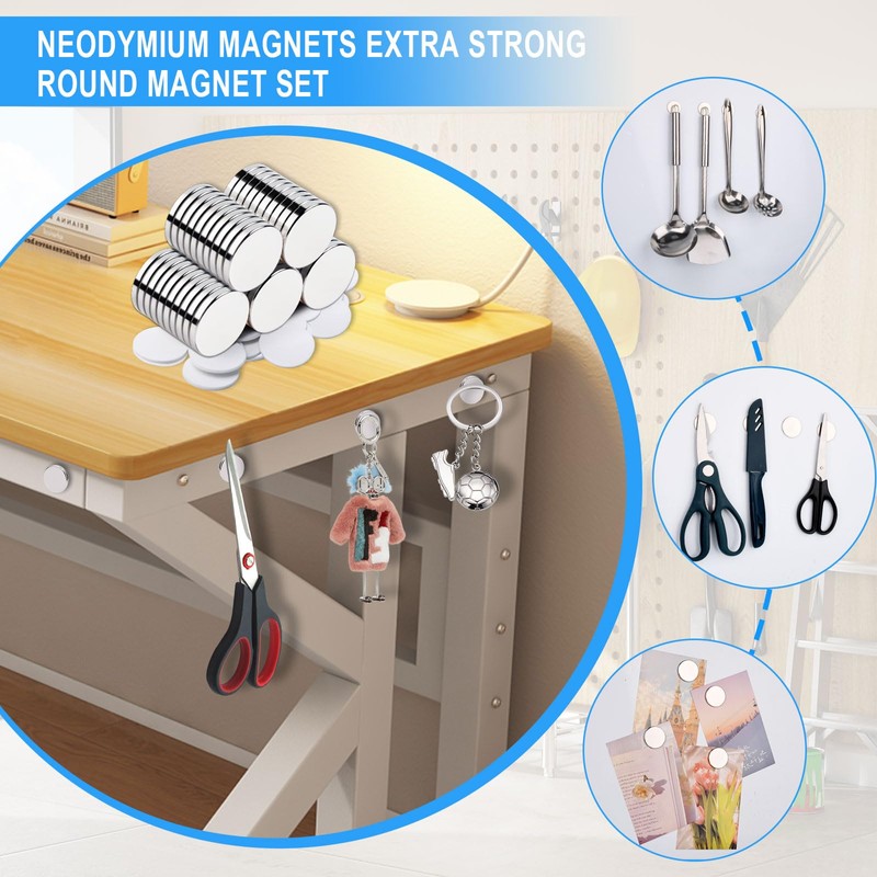 Super Strong Neodymium Magnets Disc with Double-Sided Adhesive 55Pack Heavy