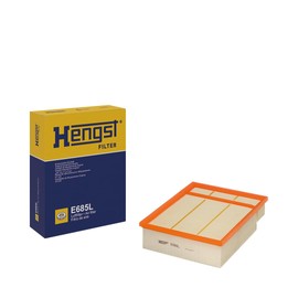 HENGST Air Filter Type E685L - Air Filter Insert for Cars - Air Filter Car, Car Spare Parts, Car Air Filter, Air Filtration Automotive, Diesel Engine, Petrol Engine