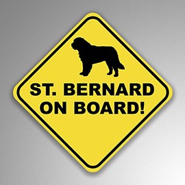 JMM Industries Saint Bernard On Board Vinyl Decal Sticker Car Window Bumper 2-Pack 4-Inches by 4-Inches Premium Quality UV Protective Laminate PDS1262