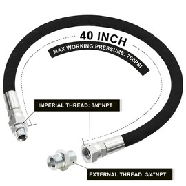 Compressor Jumper Hose 3/4" x 40"Length with 3/4” Rotate Male Connectors, 700PSI Rubber Compressor Hose