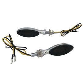 MotorToGo Chrome LED Motorcycle Turn Signal Blinks mini Torpedo Oval LED Turn Signal Lights Blinkers Compatible for 2015 Yamaha FZ07