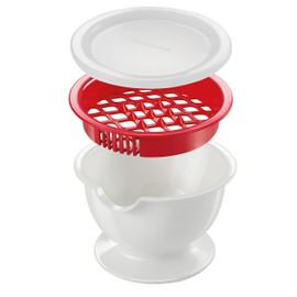 Tescoma 420643 Presto Granatapfel entkerner mit Saftfang, Weiß/Rot