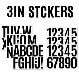 Letter Stickers 6 Sheets Mailbox Numbers Stickers, 3 inch Self Adhesive Vinyl Waterproof Stickers, Large Decals House numbers for Signs Doors Business Address number, DIY Crafts Art Making(Black)