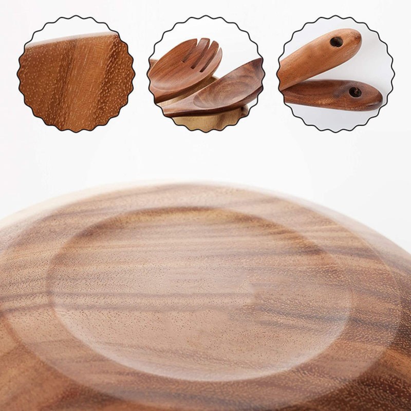 LUXIS DESIGNS Acacia Wave Serving Bowl for Fruits or Salads,