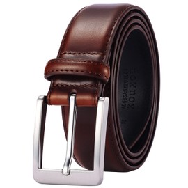 XOUXOU Men's Casual Leather Jeans Belts Classic Work Business Dress Belt with Prong Buckle for Men (Brown (S101), 34 (Waist 32))