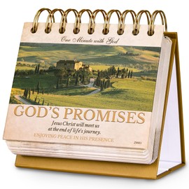 Desk Calendar - Christian Gifts/Religious Gifts for Women, Bible Gifts, 4.8" x 5.5", 365 Days of Inspriational Quotes, Flip Calendar for Desk with Thick Paper, Twin-Wire Binding - Promises