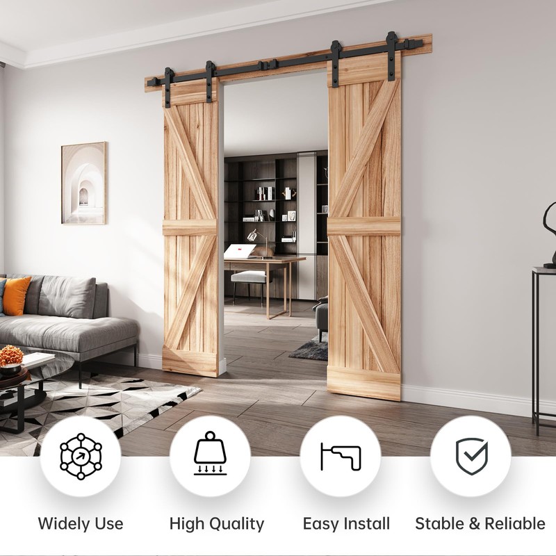 EaseLife 6 FT Double Door Sliding Barn Door Hardware Track