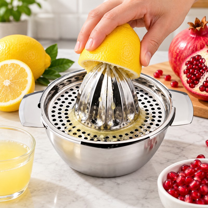 Manual Citrus Juicer for Fresh Juice – 43.96 oz Stainless
