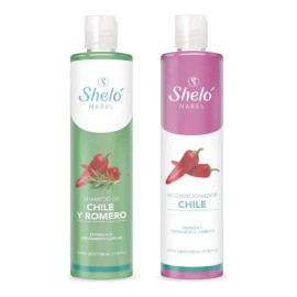 Kit Shampoo y Acondicionador Sheló Nabel Chile y Romero para Fortalecimiento del Cabello 530 mL                                                       