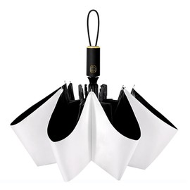CUBY Compact Foldable Pocket Umbrella Windproof Rainproof UV Umbrella Auto Open/Close Folding Umbrella for Travel Business, White