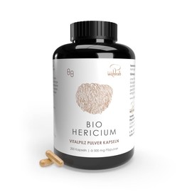 Pilze Wohlrab - Hericium Erinaceus Powder Capsules, 200 Pieces of 500 mg Lions Mane Powder per Capsule, Vital Mushroom Powder - Highest Organic Quality