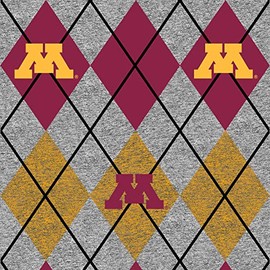 SYKEL ENTERPRISES University of Minnesota Fleece Blanket Fabric with Argyle Design on Heather Ground-Sold by The Yard Argyle Fleece Fabric-Fleece Blanket Fabric
