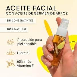 RICE & SHINE | Aceite de Germen de Arroz - Aceite Facial Natural con Vitamina E | Skin Care 60% más Vitamina E que el Aceite de Argán - Protección par