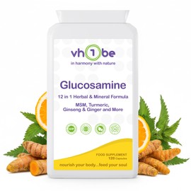 Glucosamine Complex Plus 12-in-1 – High Strength Glucosamine HCl with MSM, Turmeric, Rosehip, Sour Cherry & Vitamin C – 120 Capsules | Non-GMO | Plant-Based Vegan Supplement | Made in UK