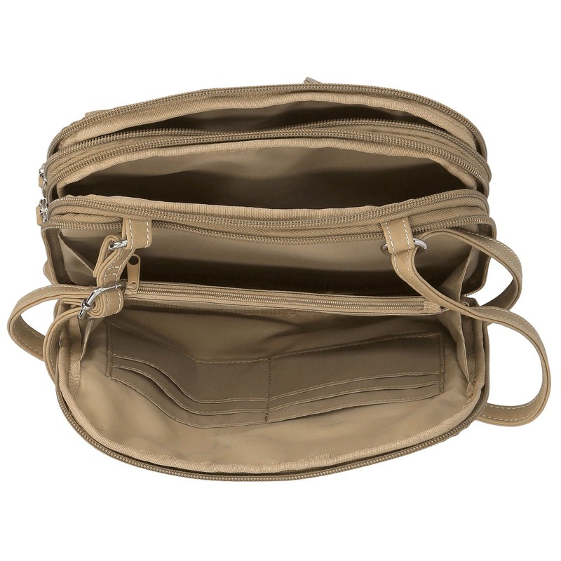 MultiSac Women's Zippy Triple Compartment Crossbody Bag Cross Body, Chino,