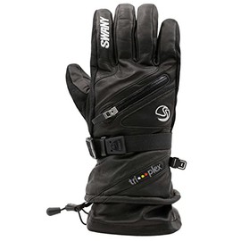 Swany Men's X-Cell 2.1 Sports Moisture-Wicking Quick-Drying Warm Durable Flexible Leather Winter Gloves, Black, Small