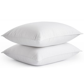 Goose Down Feather Pillows, Soft Bed Pillows Standard Size Set of 2, 100% Soft Cotton Shell, Hotel Pillows for Back, Stomach or Side Sleepers