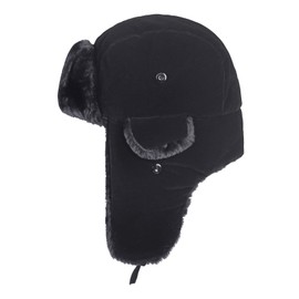 OhMill Fur Trapper Hat for Men Winter Hat with Ear Flaps Russian Hats for Men Fluffy Hat Snow Hat Ushanka Hat y2k
