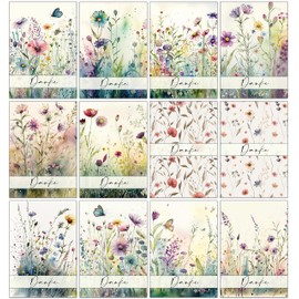 Bear and Bee 12, 24 or 48 Thank You Cards with Bright Watercolour Wildflowers on the Front Multipack with Envelopes Fully Recyclable and Eco Friendly (24 Cards with Envelopes)
