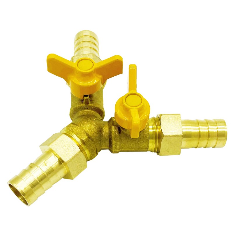Metaland Brass 3 Way Shut-Off Valve, 5/16" Hose Barb 2