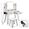 TC-HOMENY Makeup Vanity with Charging Station, Vanity Desk with 2