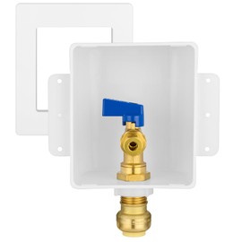 HeSun Push-to-Connect Ice Maker Outlet Box,Inlet 1/2 Inch Pushfit x Outlet 1/4 Inch OD Compression Connection,with 1/4 Turn Shut Off Valve