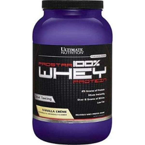 Ultimate Nutrition Prostar Whey Protein Powder, Low Carb Protein Shake with Bcaas, Blend of Whey Protein Isolate Concentrate and Peptides, 25 Grams of Protein, Keto Friendly, 2 Pounds, Vanilla Crème