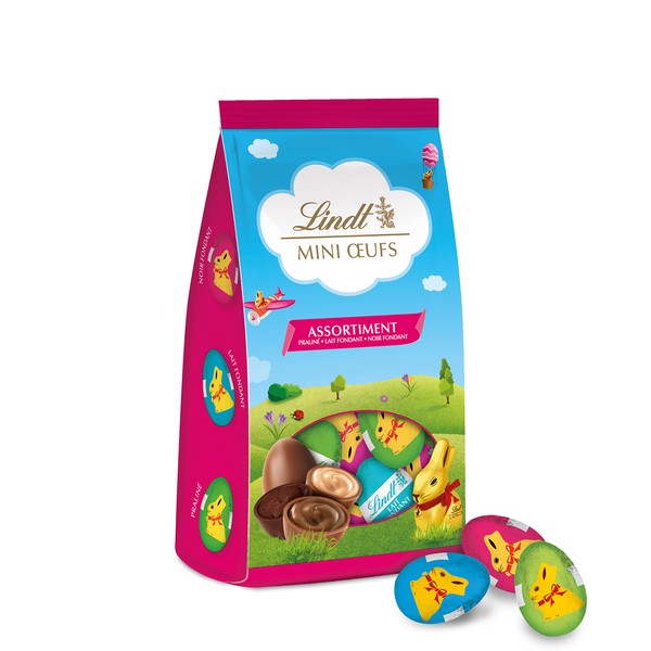 Lindt - Bag of Mini Eggs - Assorted - Milk Chocolate, Praline and Black - Ideal for Easter, 180 g