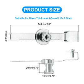 PATIKIL 1 Pack Sliding Glass Door Ratchet Lock with 2 Keys 5.6x0.6inch, Silver