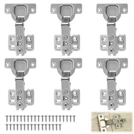6 Pcs Cabinet Hinges, 110 Degree Kitchen Cupboard Hinges with 36 Screws, Mute Cabinets Hinge, Heavy Duty Cold Rolled Steel Hydraulic Hinge for Kitchen, Cabinet, Wardrobe, Bathroom, Furniture Doors