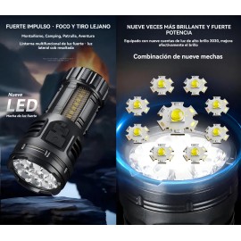 Mazoom E-s79 Lampara Mano Potente 1200lúmenes Tres Modos De Luz Con Gancho Metálico Diseño De Imán De Cola Luz Lateral Cob De Emergencia