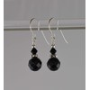 Faceted Black Onyx Gemstone, Jet Crystal & Sterling Silver Hook