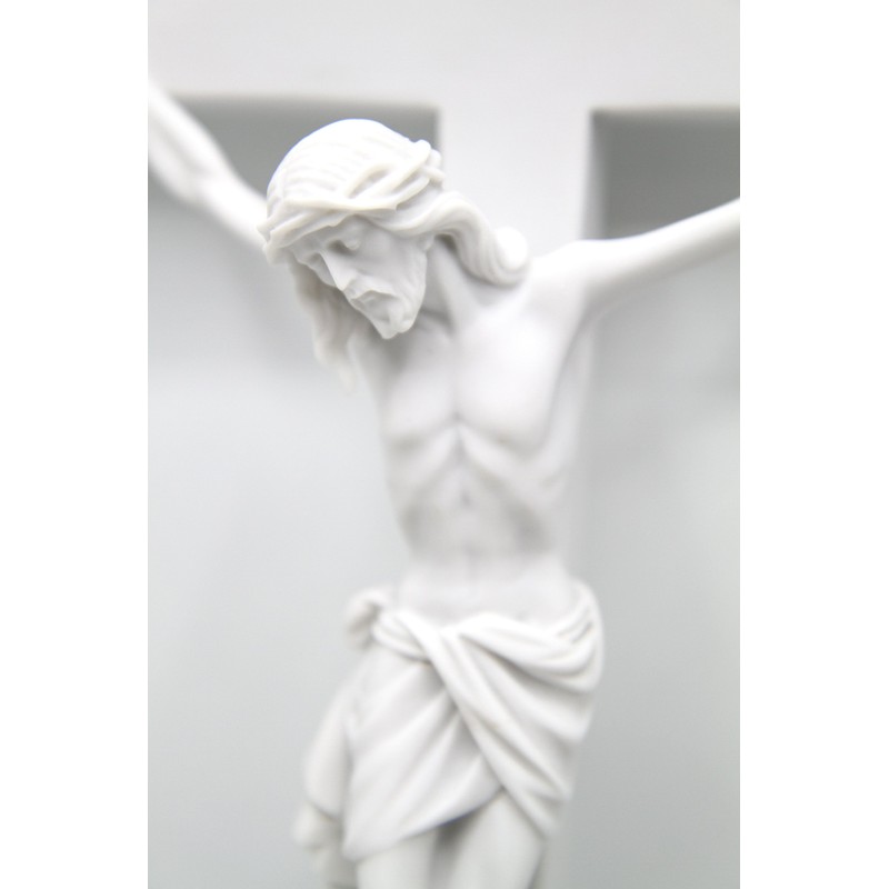 Vittoria Collection 16" Wall Crucifix Cross Jesus White Stone Corpus