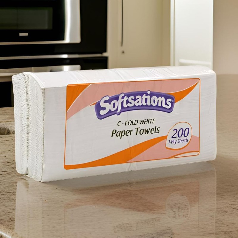Premium C-Fold White Paper Towels - 1-Ply (1 Pack of