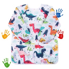 Rbleote Children's Painting Apron Painting Suit Painting Coat Children 2-8 Years Dinosaur Suitable for School and Home Use (Size M), multicoloured