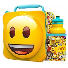 3D Lunch Bags with Sports Bottle Set (Emoji)