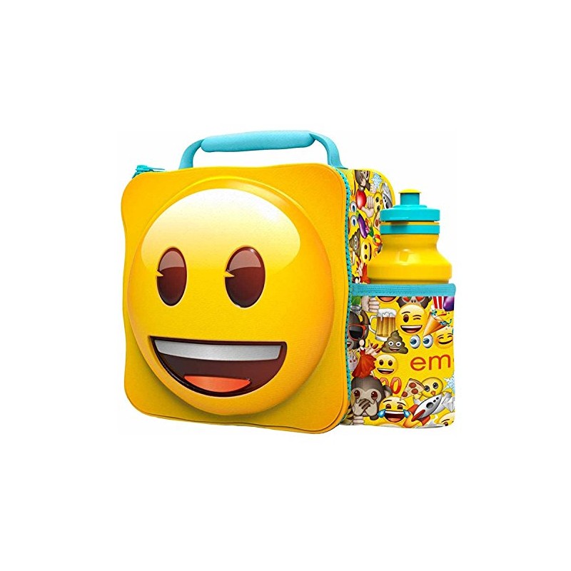 3D Lunch Bags with Sports Bottle Set (Emoji)