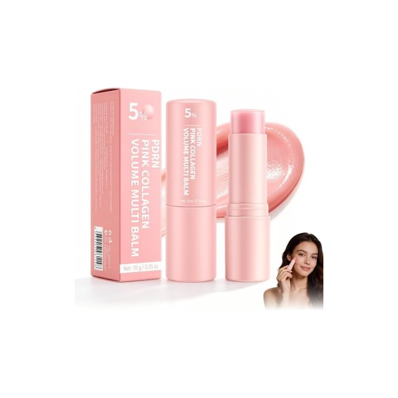2PC Pdrn Pink Collagen Volume Multi Balm Stick, Hidratante,Reafirma