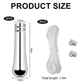 LbsAMP 2 Pieces Bathroom Light Pull Cord Handle with Cord Connector 150cm Light Pull Chain Extension Weighted Cord Pull Ends for Bathroom Toilet Light Ceiling Light Fan Switch - Chrome