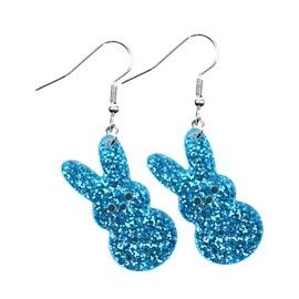 Easter Drop Acrylic Earrings Cute Bunny Egg Rabbit Colorful Flower Animal Dangle Spring Earrings for Women (Blue Rabbits)