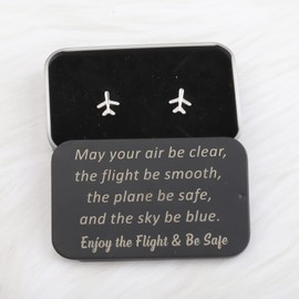 FUSTMW Airplane Stud Earrings Aircraft Earrings Aircraft Pendant Flight Attendant Jewelry Pilot Gifts for Aviation Traveler Women (Silver)