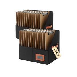 Qozary Clipboard Holder for Classroom-2 Pack Foldable Clip Board Storage Organizer Basket with Handle for Easy Carrying, Classroom Office Desk Organizer Bin, Clipboards Not Included