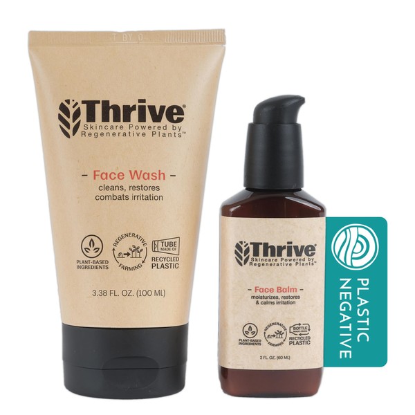 Thrive Natural Skin Care Sets - Daily Routine Facial Set - Gift Set with Natural Face Wash & Moisturizing Face Lotion – Organic & Natural Ingredients – Made in USA, Vegan & Cruelty Free