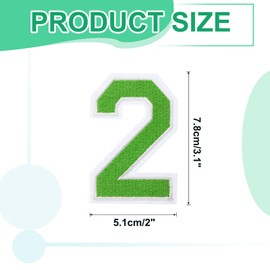 MECCANIXITY Iron on Number Patches, 3 Inch Number 2, Iron on Number Patches Large, Embroidered Numbers Patches Applique Patches Iron on for Clothes Hats, Green