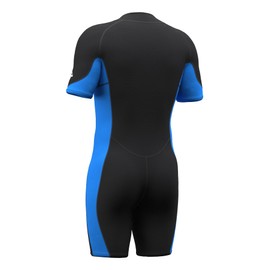 Hevto Shorty Wetsuits Men 2mm Neoprene Short Wet Suit Front Zip for Surfing Diving Kayaking Swimming Paddleboard (M1S-Blue, 4XL)