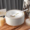 50 Pack 12oz Peal White Plastic Bowls with Gold Rim