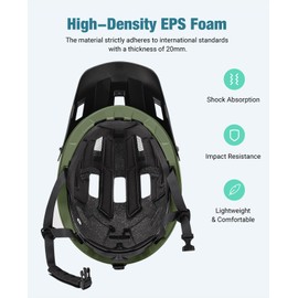 Favoto Mountain Bike Bicycle Helmet with Visor Lightweight - Double Inmould Technology MTB Helmet for Men and Women Road Bike Helmet L (57-61 cm) Adjustable Army Green