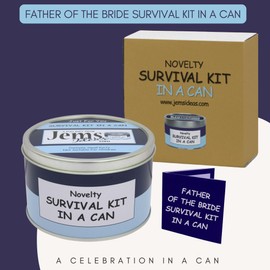 Father of the Bride Survival Kit in a Can – Funny Wedding Day Gift – Novelty Keepsake for Dad – Unique Gift Set Box from Bride – Fun Present for Father of the Bride (Blue/Navy)
