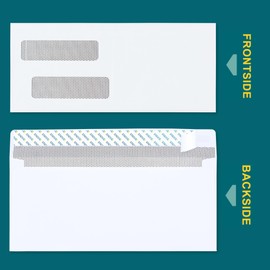 #10 Double Window Security Envelopes Self Seal - 80/Pack - for Quickbooks Invoices and Business Statements - Security Tinted Envelopes - 24 lb / 90 gsm Paper - 4 1/8" x 9 1/2" Size - White Color