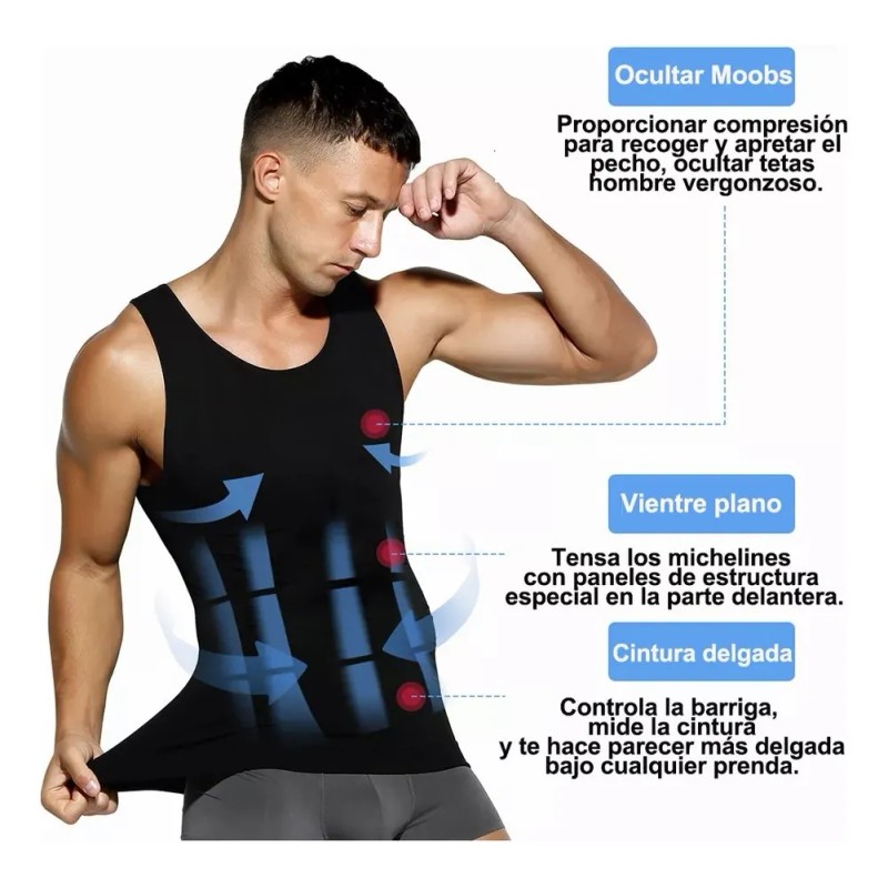 Camiseta 3pzs Para Corregir Postura Hombre Fajas Cinturillas